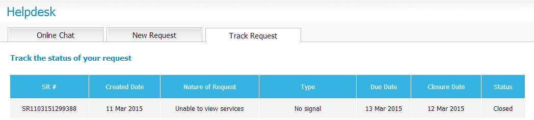 Tata Sky service disruption 11 Mar 2015, service request status