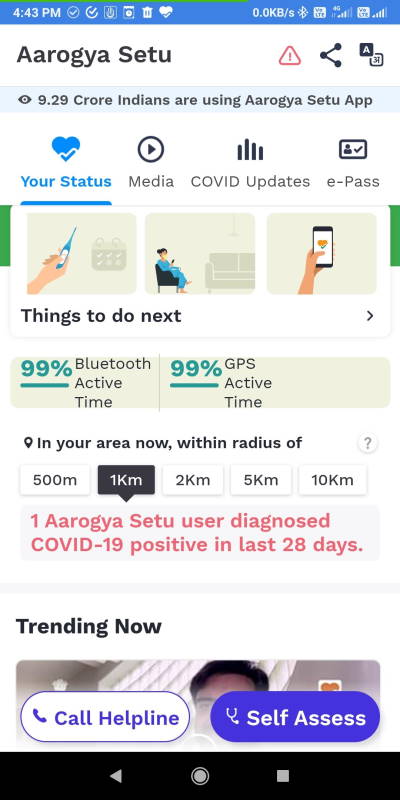 Aarogya Setu App Covid Positive Message